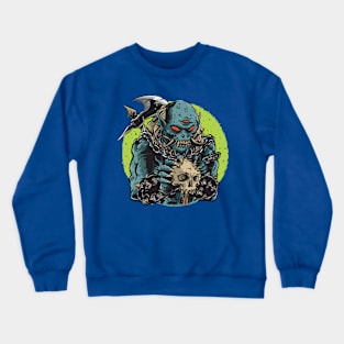 blue monster with axe Crewneck Sweatshirt